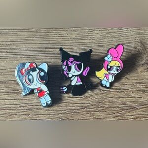 Sanrio POWER PUFF GIRLS-NWT 3 Metal Pin Bundle